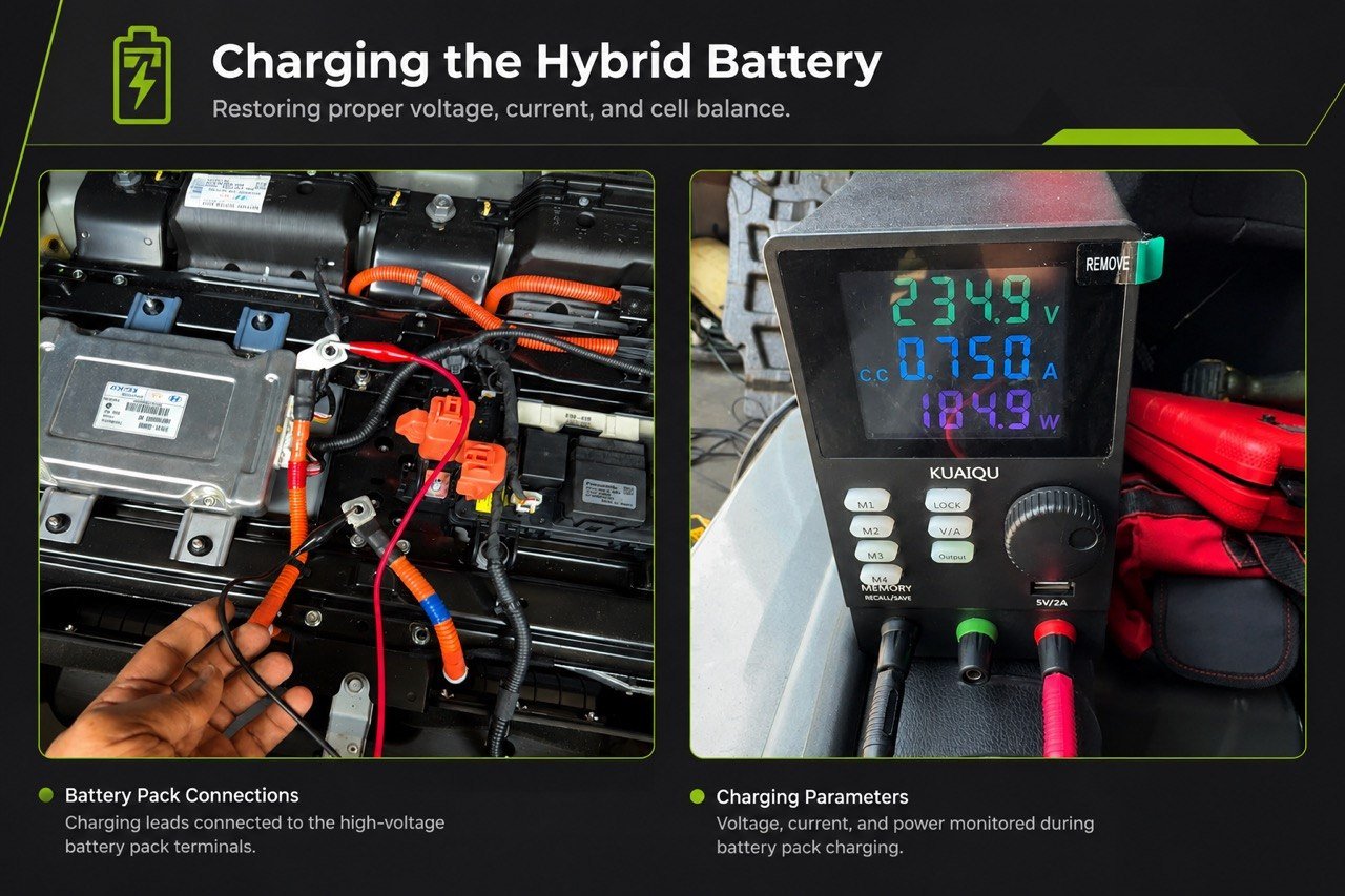 2017 Hyundai Sonata Hybrid high voltage battery charging and diagnostic testing