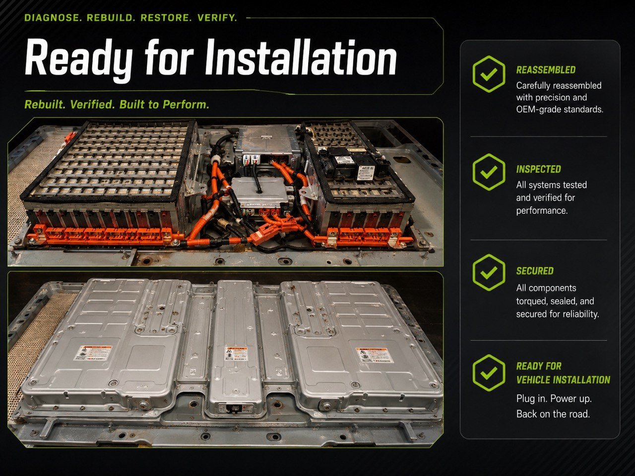 Rebuilt Lexus RX400h hybrid battery fully assembled and ready for vehicle installation