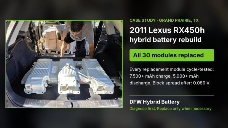 2011 Lexus RX450h hybrid battery rebuild case study, Grand Prairie TX