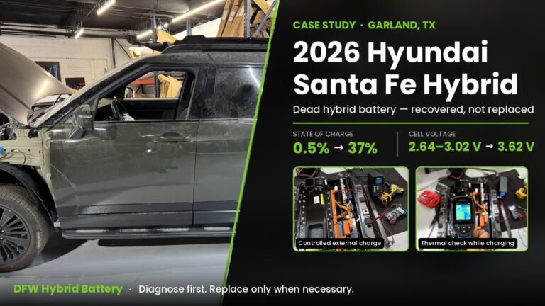 2026 Hyundai Santa Fe Hybrid battery recovery case study, Garland TX